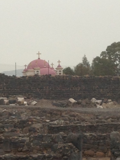 View to the Greek Orthodox Monastery from Capernaum