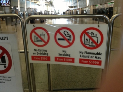 Laws and bans in the Changi station