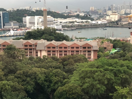 Views from the cable car to Sentosa Island