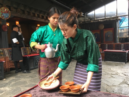 Folk heritage museum Thimphu - serving the butter tea