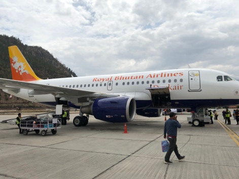 Paro airport and our aircraft after miraculous landing